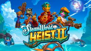 –ü—Ä–æ–º–æ-–∏–∑–æ–±—Ä–∞–∂–µ–Ω–∏–µ SteamWorld Heist 2 —Å –∏–∑–æ–±—Ä–∞–∂–µ–Ω–∏–µ–º –≥–ª–∞–≤–Ω—ã—Ö –≥–µ—Ä–æ–µ–≤ –Ω–∞ —Ñ–æ–Ω–µ —Ç—Ä–æ–ø–∏—á–µ—Å–∫–æ–≥–æ –æ—Å—Ç—Ä–æ–≤–∞